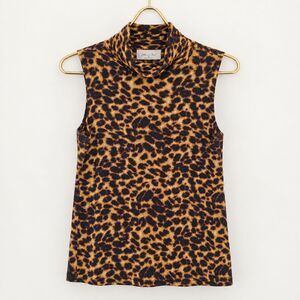 Jillian Nicole Women M Y2K Leopard Print Sleeveless Cowl Neck Stretch Top
